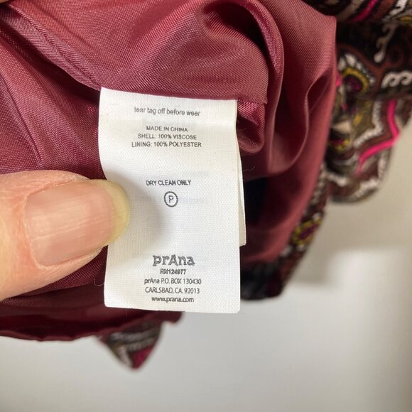 Womens Prana Cece Shift Dress Medallion Print Lined Zip Brown Red M - Picture 8 of 8